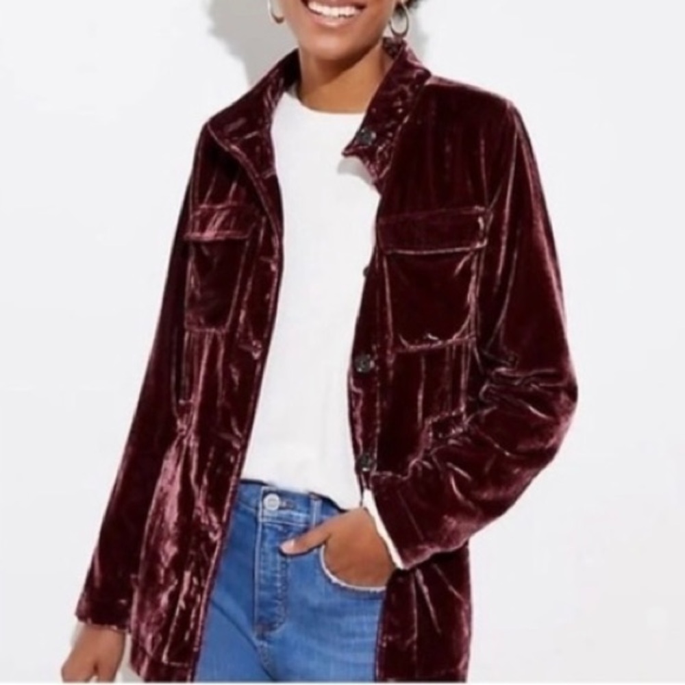 LOFT Burgundy Velour Jacket